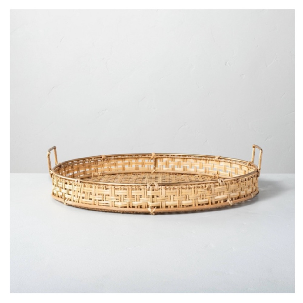 Hearth & Hand With Magnolia
Natural Rattan Decor Tray with Handles Brass Finish